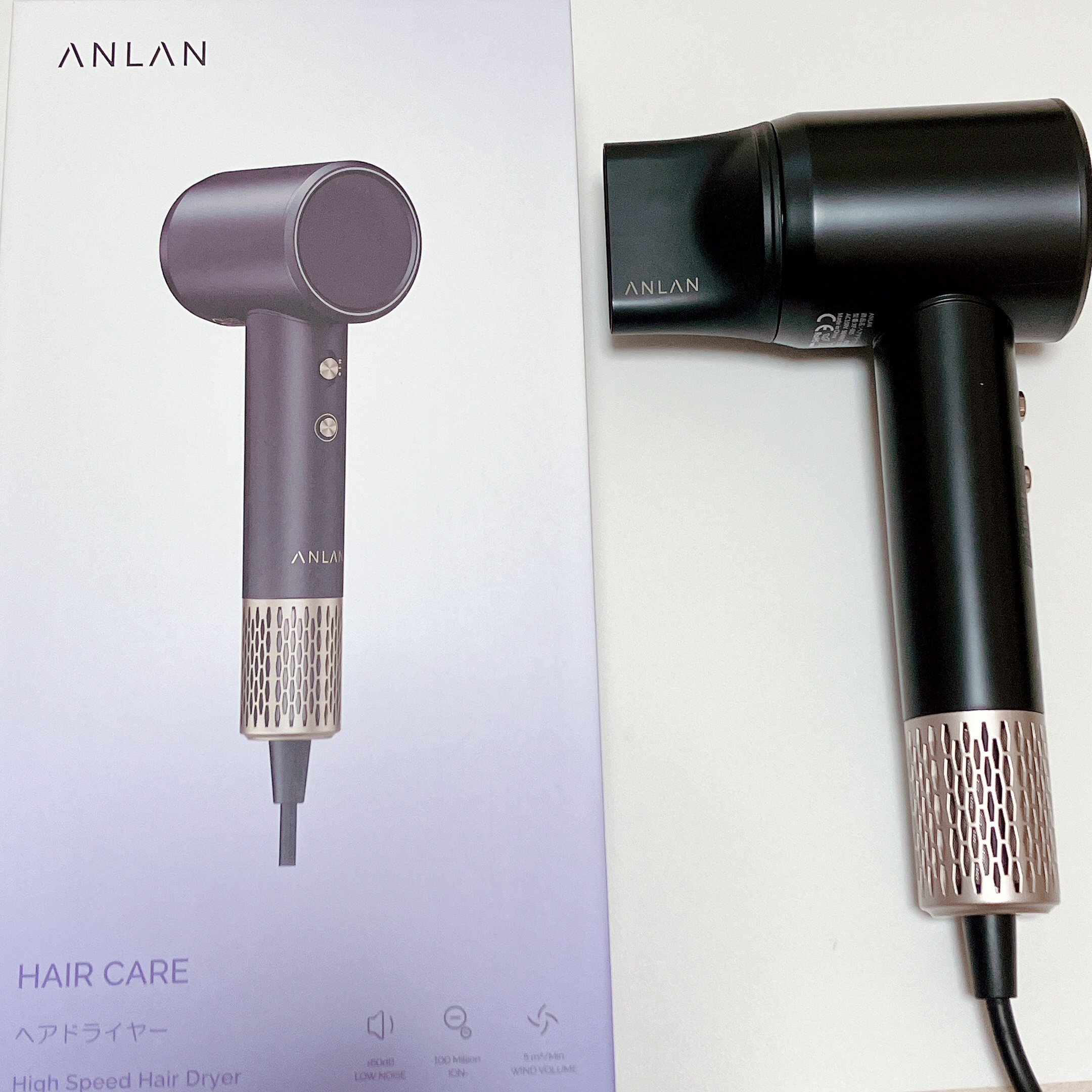 ダブルケアドライヤー ブラック/ANLAN/ドライヤーを使ったクチコミ（2枚目）