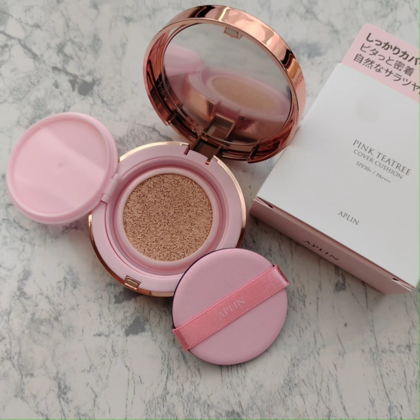 ピンクティーツリーカバークッション/APLIN/クッションファンデーションを使ったクチコミ（2枚目）
