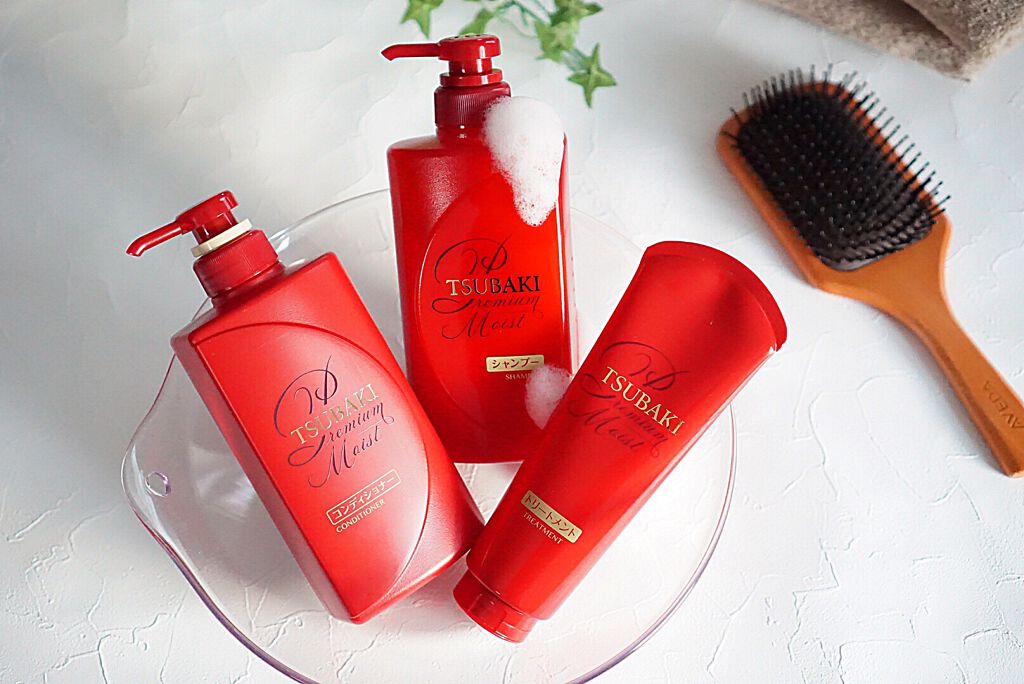 TSUBAKI プレミアムモイスト シャンプー／ヘアコンディショナーのクチコミ「
【TSUBAKIのプロモーションに参加しています】

乾燥によるパサつきが気になる髪の.....」（2枚目）