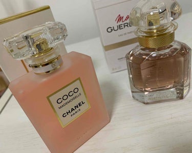 

CHANEL（　ボディ＆ミスト ） は 甘い香りがしてふんわり香ります😌
普段つけるのもありだけど夜寝る前につけて寝ると夜いい香りに包まれてしあわせです🐰

GUERLAIN はリピ2本目！
わたし