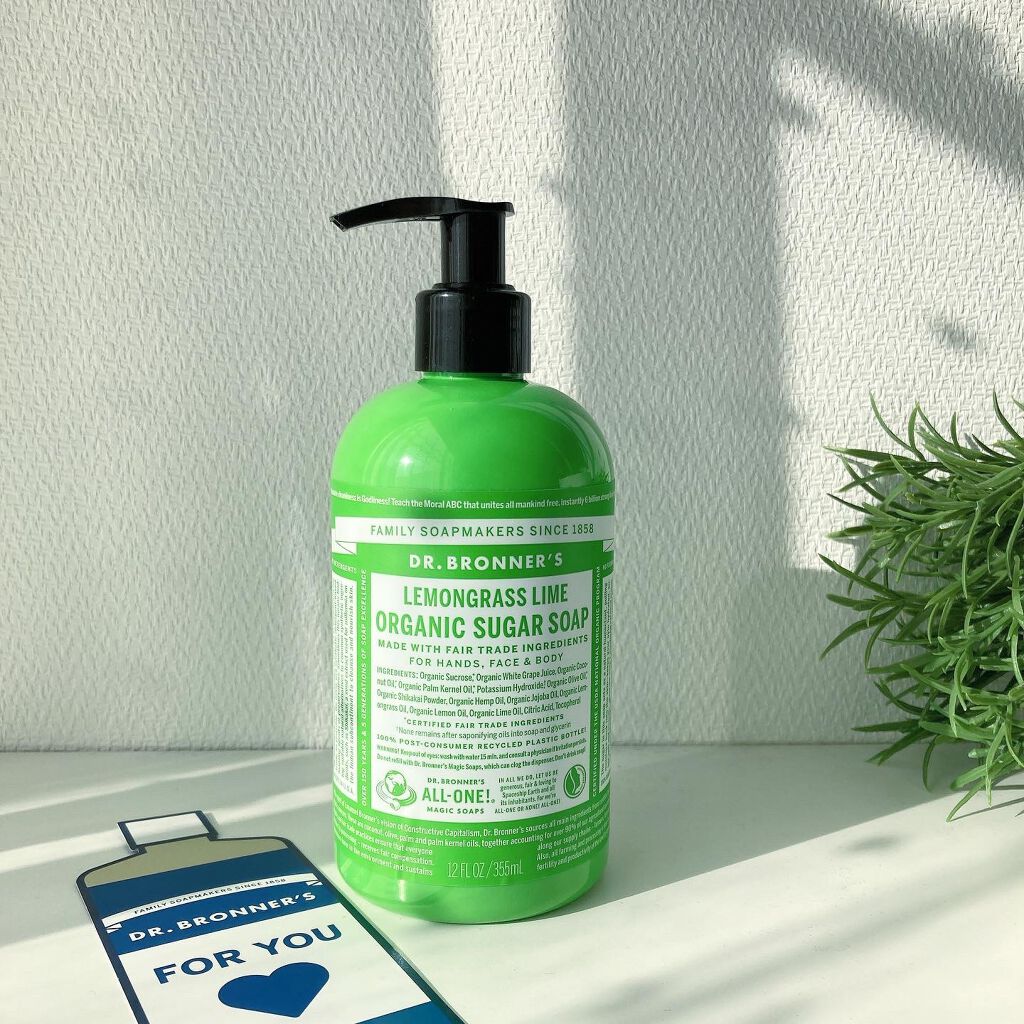 オーガニックシュガーソープ レモングラスライム/ドクターブロナー/ボディソープを使ったクチコミ（1枚目）