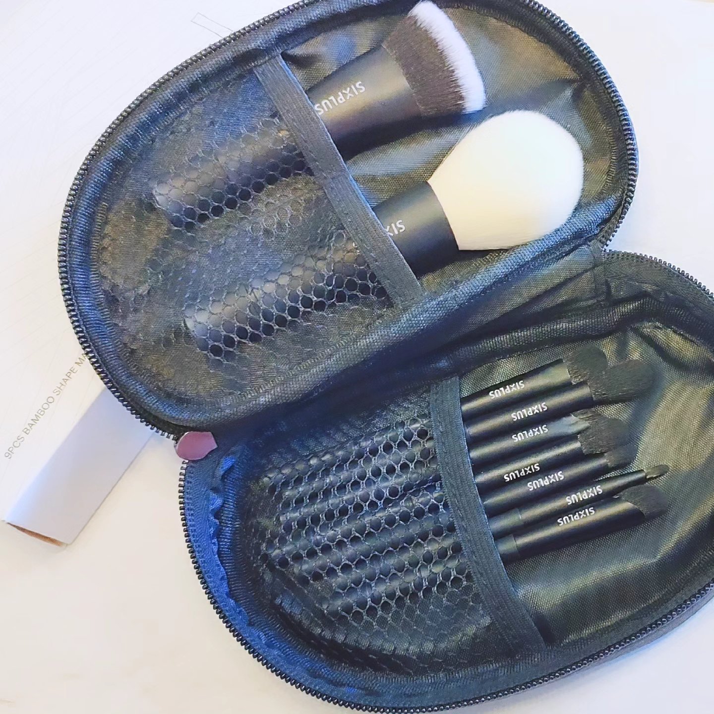 黒竹メイクブラシ9本セット-禅/SIXPLUS/メイクブラシを使ったクチコミ（3枚目）