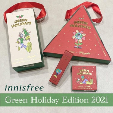 エアリー トゥインクル アイパレット 2021 Green Holidays Edition/innisfree/パウダーアイシャドウを使ったクチコミ（1枚目）