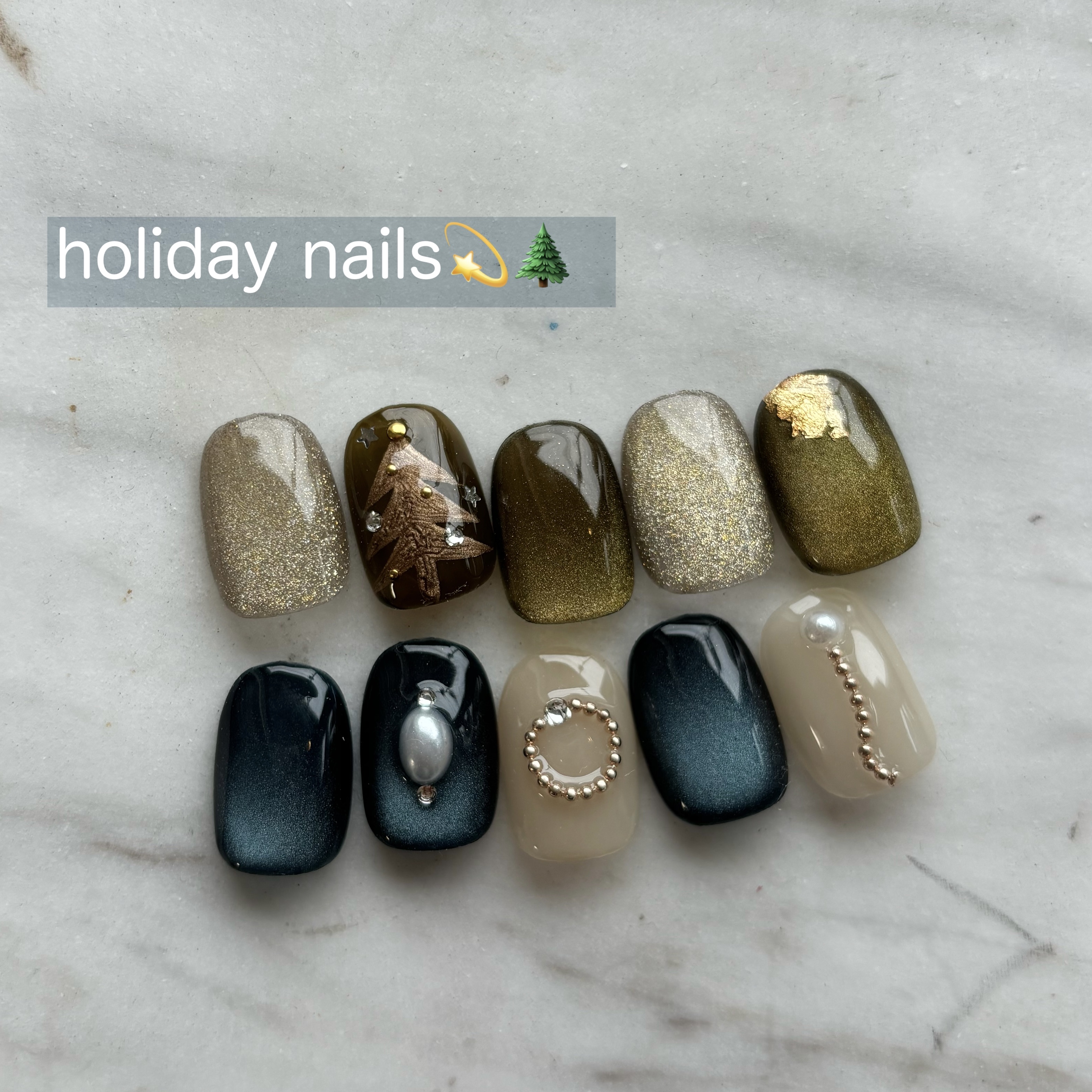 #ネイル,#ジェルネイル,#ホリデーネイル,#クリスマスネイル,#スクエアネイル,#マグネットネイル,#セルフネイル,#冬ネイル,#チェックネイルのネイルデザイン