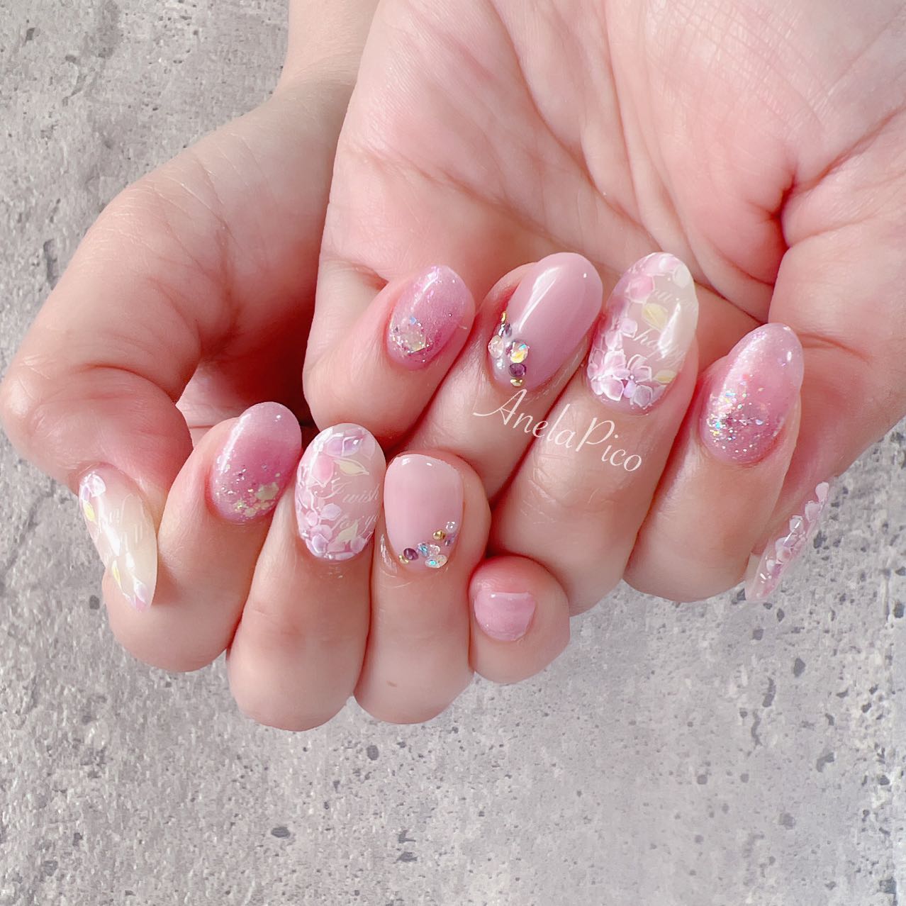 #ネイル,#純国産ジェルネイル,#ジェルネイル,#梅雨ネイル,#紫陽花ネイル,#アジサイネイル,#フラワーネイルのネイルデザイン