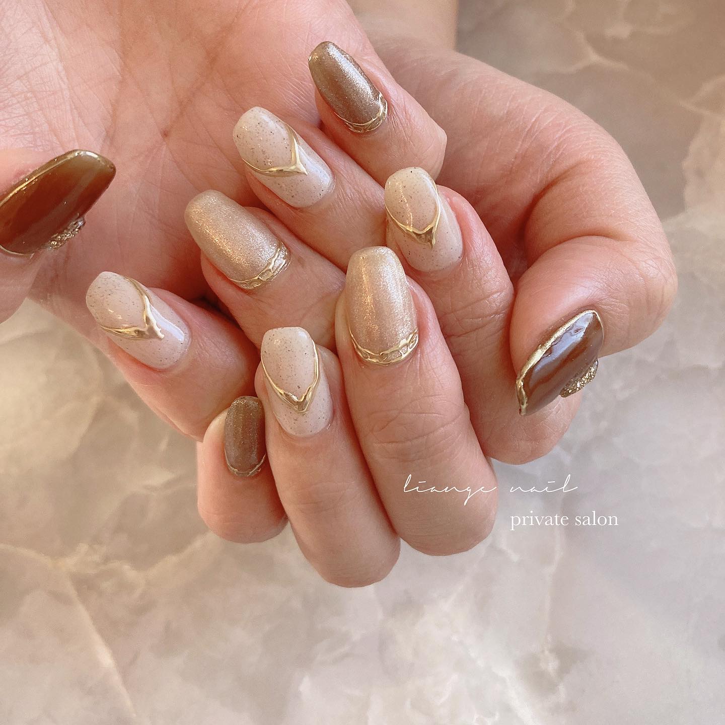 #リアンジェネイル,#柏ネイル,#ネイル,#ニュアンスネイル,#大人ニュアンスネイル,#ミラーネイル,#ブラウンネイル,#ベージュネイルのネイルデザイン