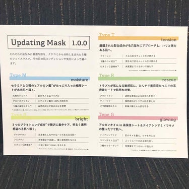 Updating Mask 1.0.0 5タイプセット 1セット5枚入り/meol/シートマスク・パックを使ったクチコミ（2枚目）