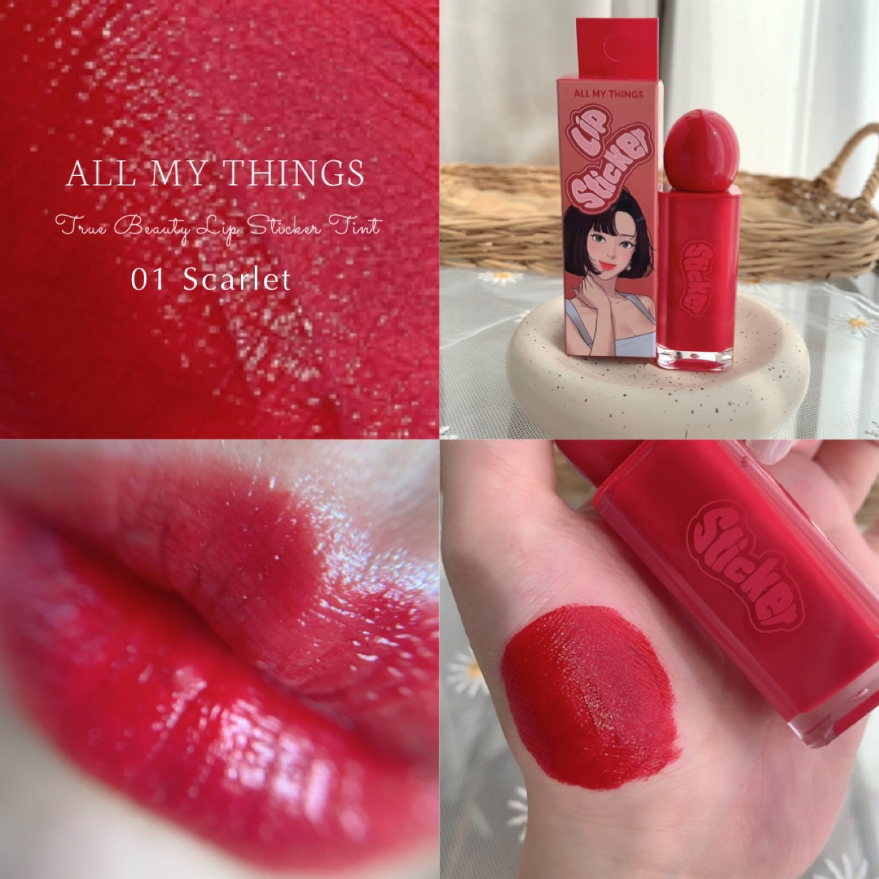 オールマイシングス リップスティッカーティント 【旧】01 スカーレット(SCARLET)/all my things/リップティントを使ったクチコミ（1枚目）