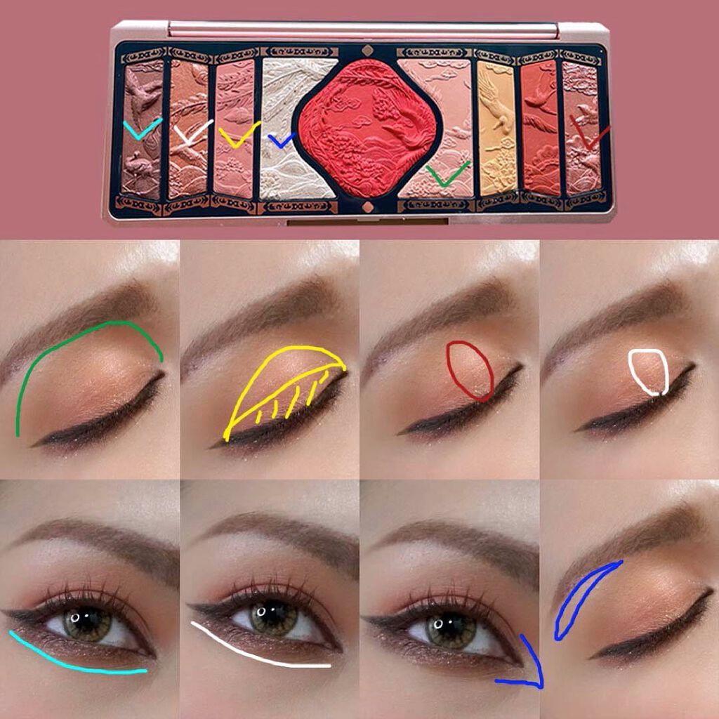 牡丹鏤月浮雕 百鳥朝鳳/花西子/アイシャドウパレットを使ったクチコミ(3枚目)