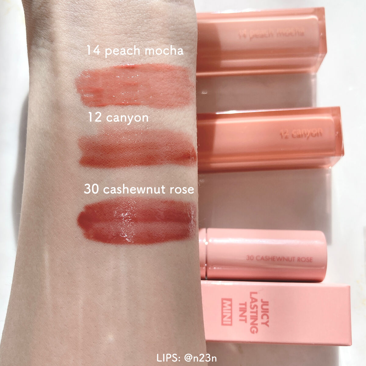 ジューシーラスティングティント/rom&nd/リップティントを使ったクチコミ（3枚目）