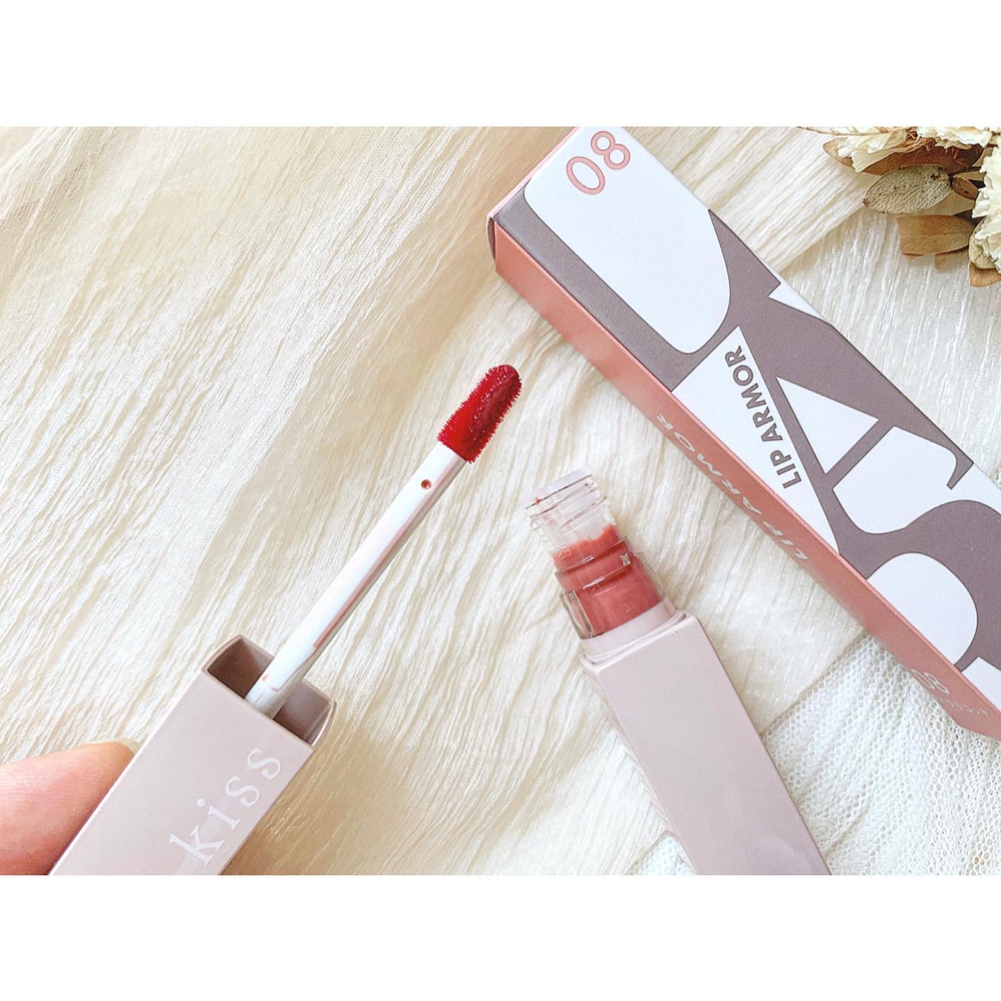 リップアーマー 08 肉球アプリコット/KiSS/口紅を使ったクチコミ（3枚目）