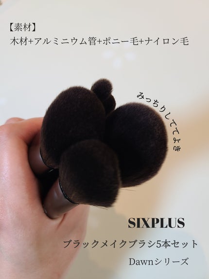 SIXPLUS メイクブラシ 5本セット - Dawnシリーズ (ブラック)/SIXPLUS/メイクブラシを使ったクチコミ(3枚目)