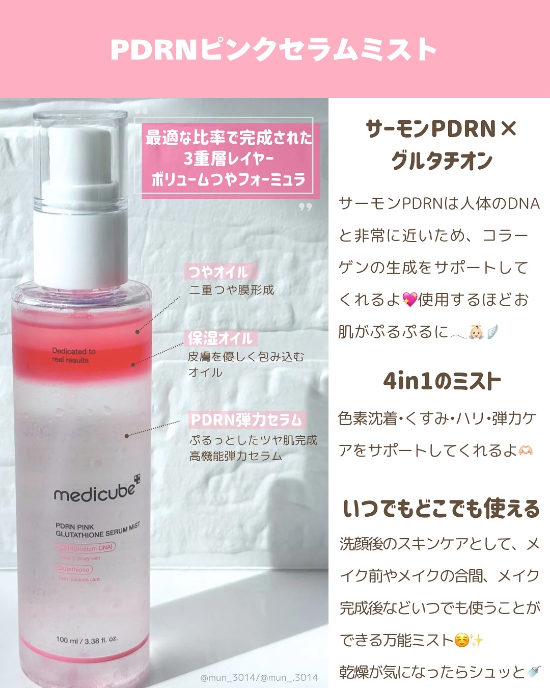 PDRNピンクセラムミスト/MEDICUBE/美容液を使ったクチコミ（2枚目）