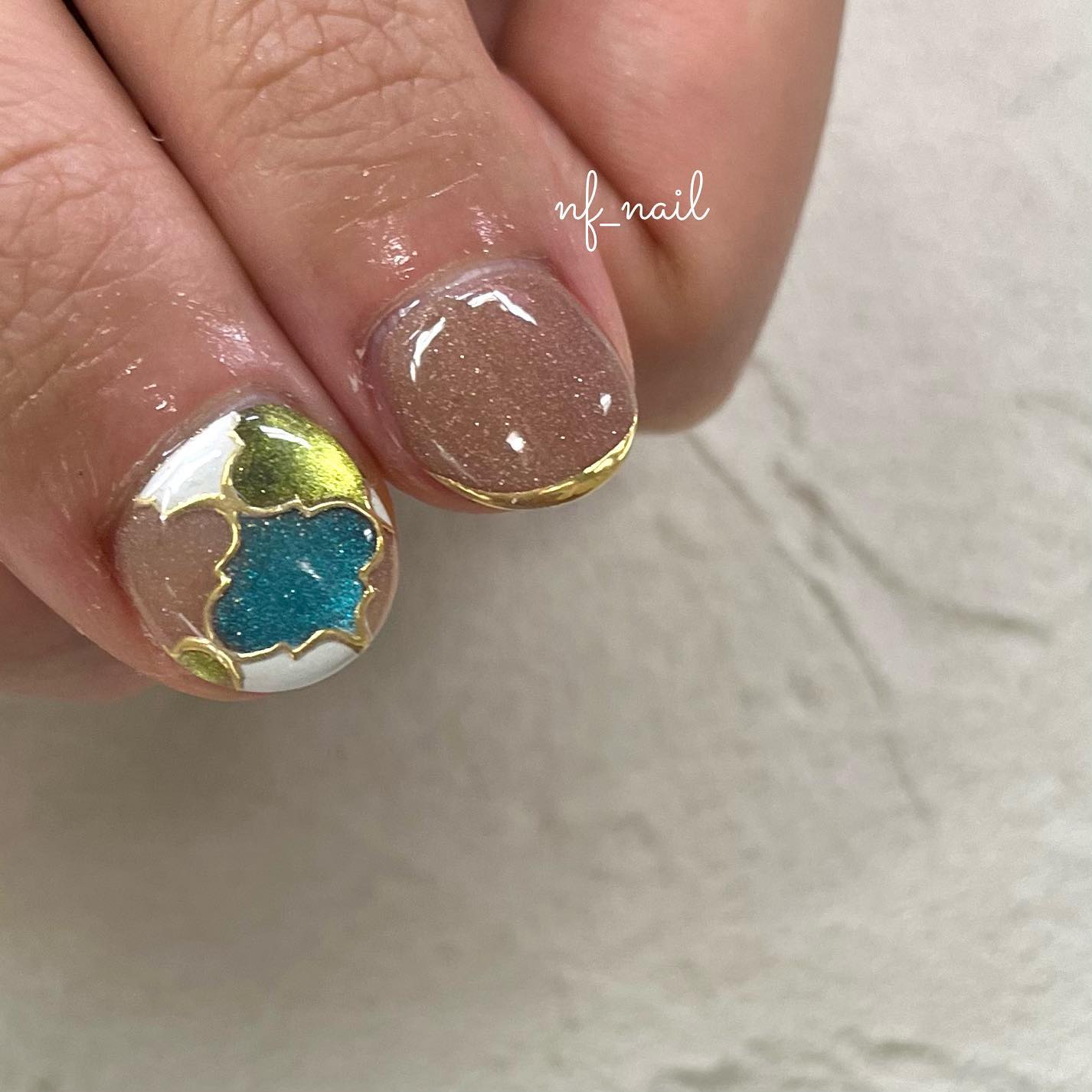 #ネイル,#ジェルネイル,#ニュアンスネイル,#キラキラネイル,#夏ネイル,#コラベルタイルネイル,#アラビアンネイル,#タイルネイル,#マグネットネイルのネイルデザイン