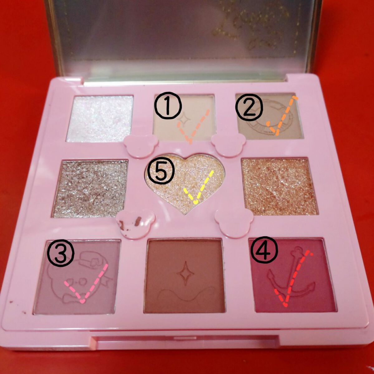 Love Bear 9色 アイシャドウパレット ストロベリーミルク/FlowerKnows/アイシャドウパレットを使ったクチコミ（3枚目）