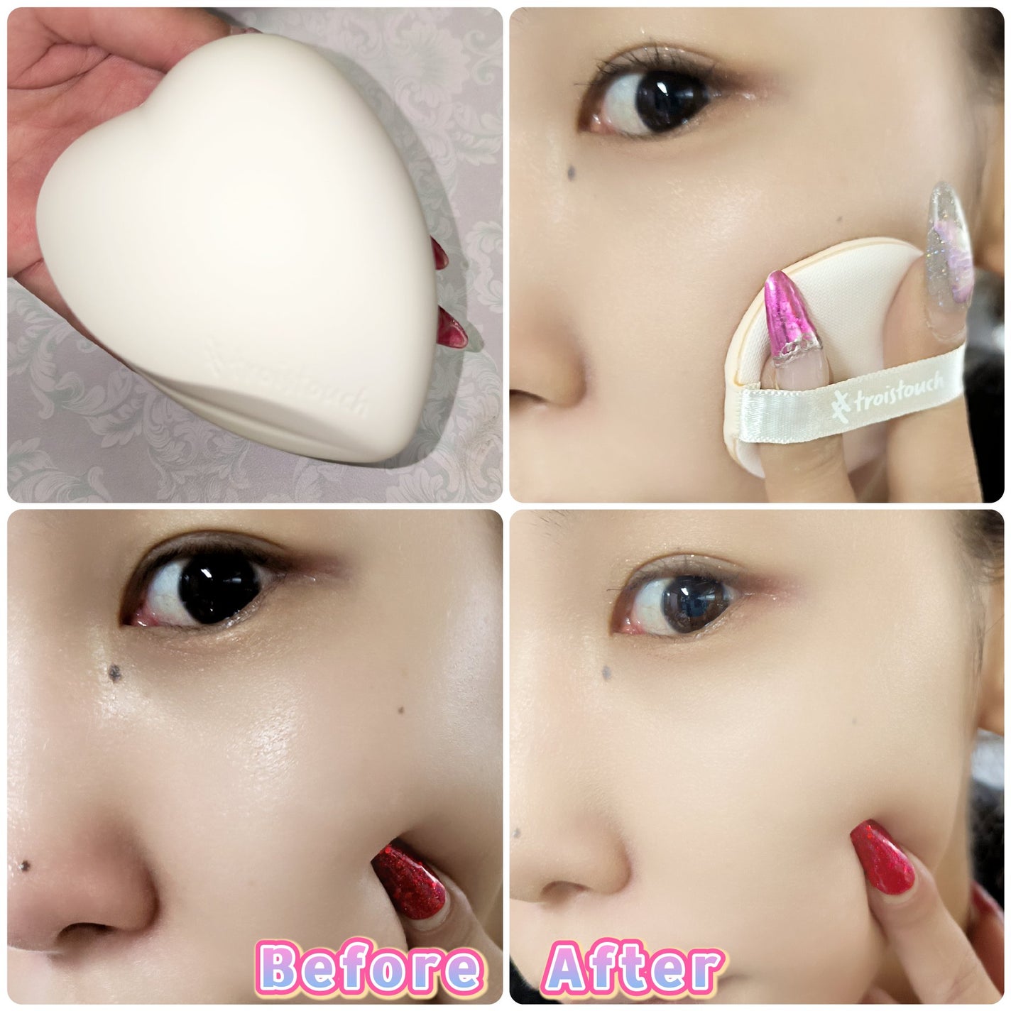 トワタッチ ハートクッション マットカバー/troistouch/クッションファンデーションを使ったクチコミ(4枚目)