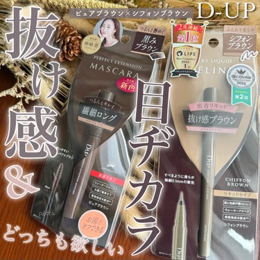 ＼　抜け感なのに目ヂカラUPアイメイク　／

☑︎ D-UP

パーフェクトエクステンション マスカラ
color：ピュアブラウン
price：¥1,650

シルキーリキッドアイライナーWP
colo