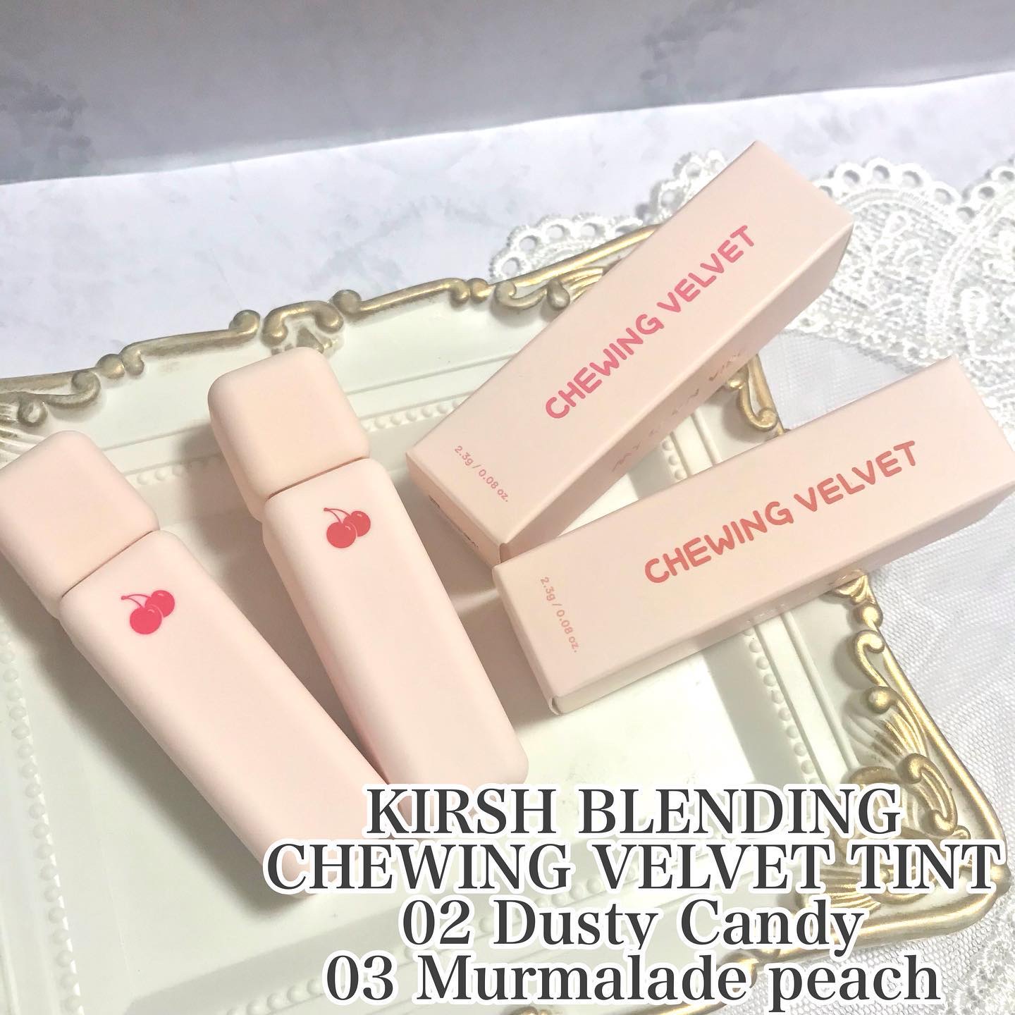 チューインガムベルベットティント 03 MARMALADE PEACH/KIRSH(キルシー)/リップティントを使ったクチコミ（2枚目）