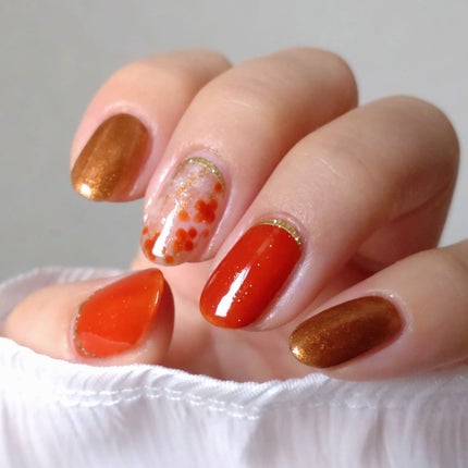 ミルクティ on LIPS 「✴✴#金木犀ネイル🧡✴先月、スキューズミーさんのプレゼントキャ..」(6枚目)