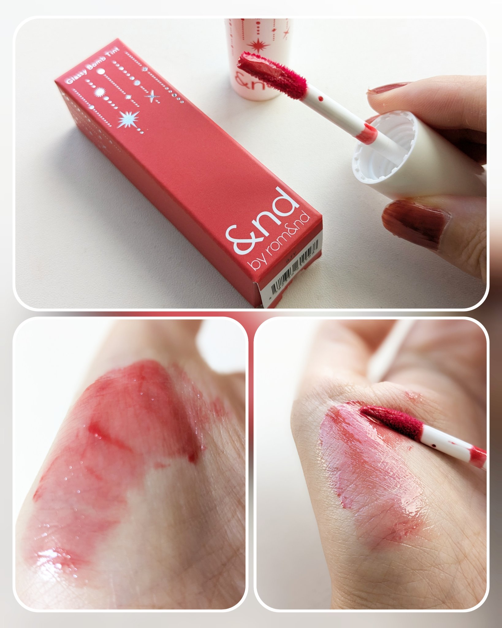 アンドバイロムアンド　グラッシーボムティント/&nd by rom&nd/リップティントを使ったクチコミ（2枚目）