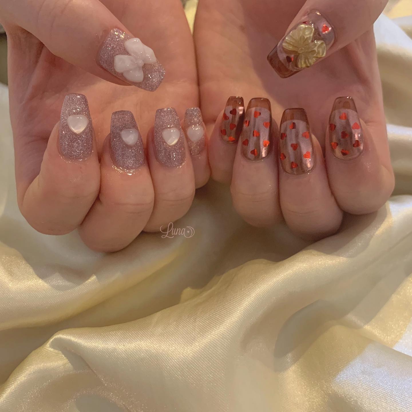 #ジェルネイル,#ワンカラーネイル,#ニュアンスネイル,#うるうるネイル,#ちゅるんネイル,#シンプルネイル,#パーツネイル,#透け感ネイル,#クリアネイル,#ぷっくりネイル,#ちぐはぐネイル,#韓国ネイル,#きらきらネイル,#うるつやネイル,#フレンチガーリーネイル,#フラッシュネイル,#ブラウンネイル,#バレンタインネイルのネイルデザイン