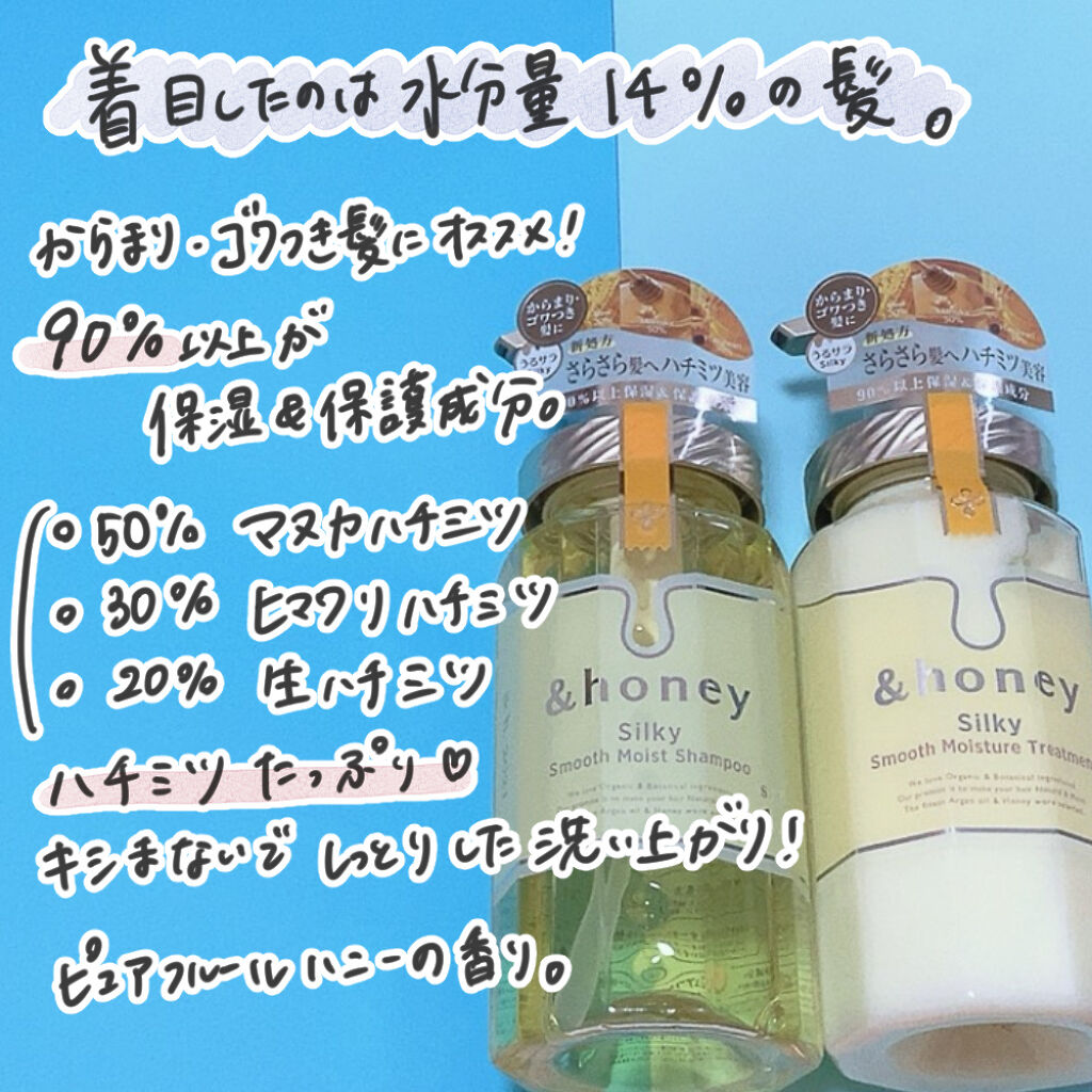 シルキー　スムースモイスチャー　シャンプー　1.0/ヘアトリートメント　2.0/&honey/市販シャンプーを使ったクチコミ（3枚目）