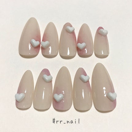 #チークネイル,#ハートネイル,#ワンホンネイル,#セルフネイル,#ジェルネイルのネイルデザイン