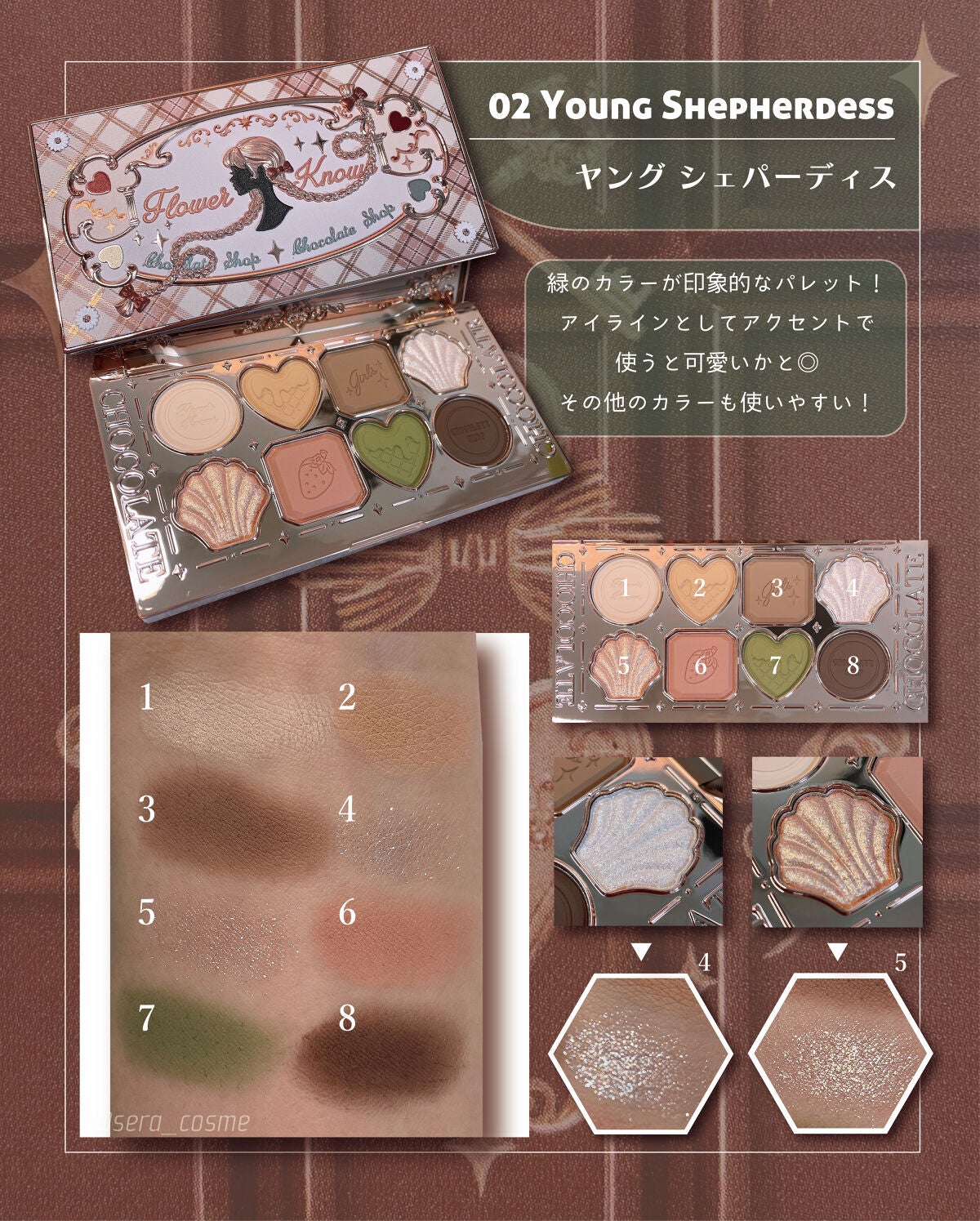 チョコレートシリーズアイシャドウパレット/FlowerKnows/アイシャドウパレットを使ったクチコミ(4枚目)