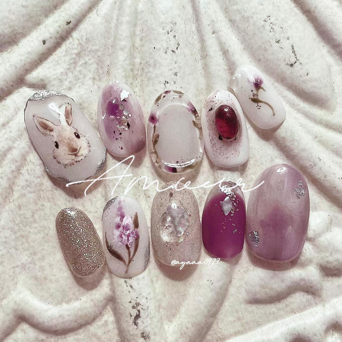 #手描きネイルのネイルデザイン