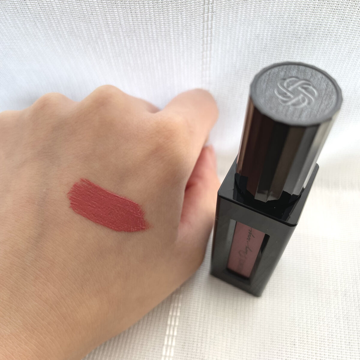 ルージュ デコルテ リキッド 07 warm maple（Dewy rouge ）/DECORTÉ/口紅を使ったクチコミ（3枚目）