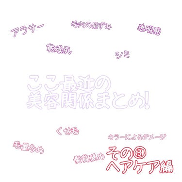 はい、忘れないうちに！ヘアケア編！です！笑

「推しの視界に入っても不愉快にさせない容姿を維持する」がモットーのアラサーオタクです🤗❤️

ヘアケアってとても大変だし、でも大事だし...特に今なんてマス