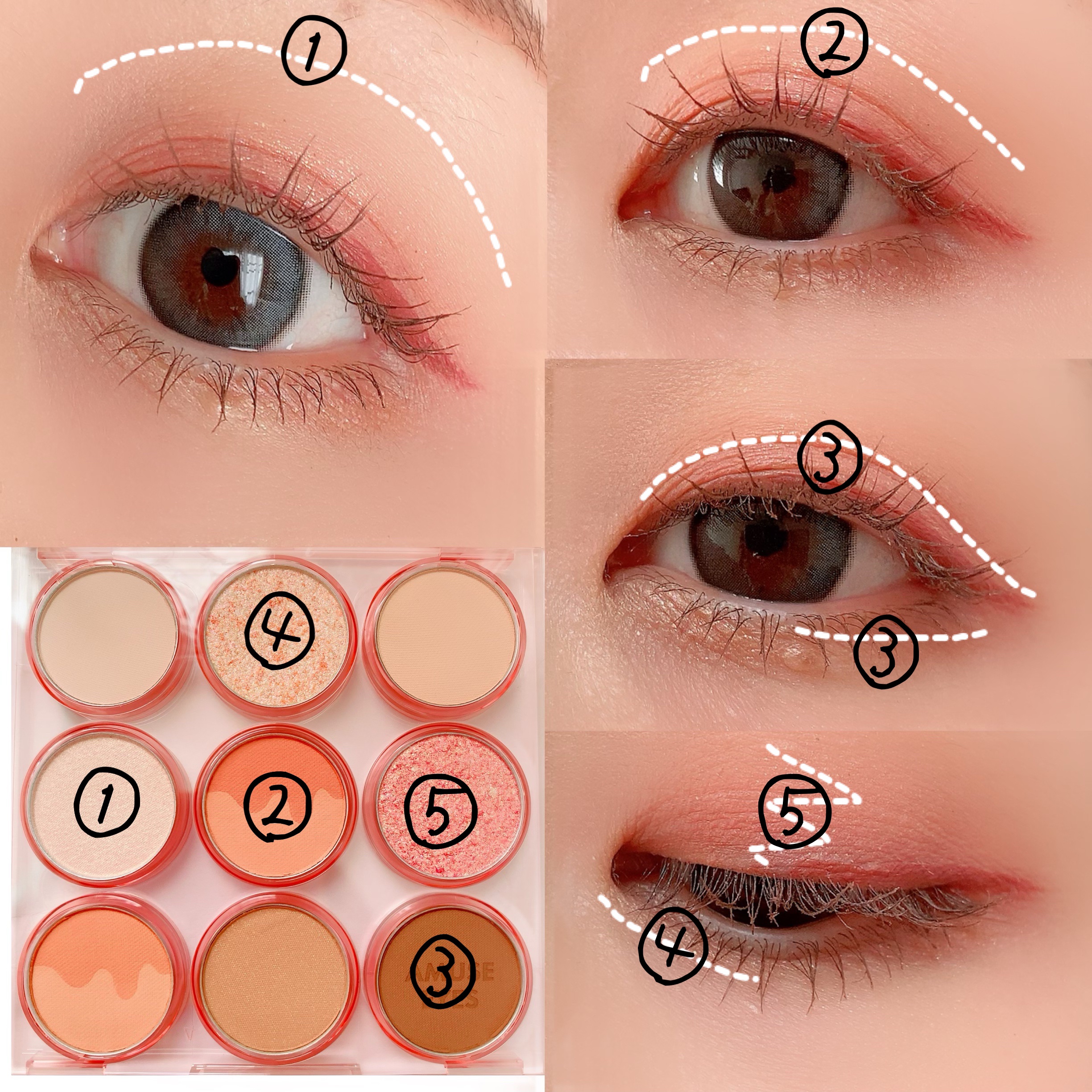 アイカラーパレット 01 ウォームモモ/AMUSE/アイシャドウパレットを使ったクチコミ（3枚目）