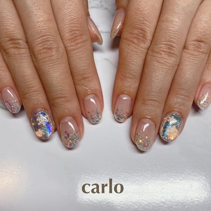 #ネイル,#ジェルネイル,#ニュアンスネイル,#キラキラネイル,#手書きアートネイル,#シンプルネイル,#うるうるネイル,#氷ネイル,#雪の結晶ネイルのネイルデザイン