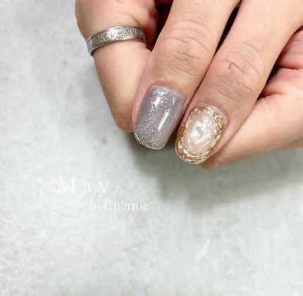 #グレーネイル,#個性派ネイル,#冬ネイル,#ニュアンスネイルのネイルデザイン