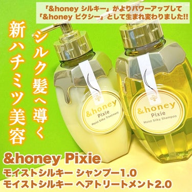 &honey ＆honey ピクシーモイストシルキー　シャンプー1.0/ヘアトリートメント2.0のクチコミ「＼ふわっ×さらっ💛な妖精ヘアに🧚💛／
 
猫っ毛さん集合〜🐱！
大人気！&honeyのヘアケア.....」（2枚目）