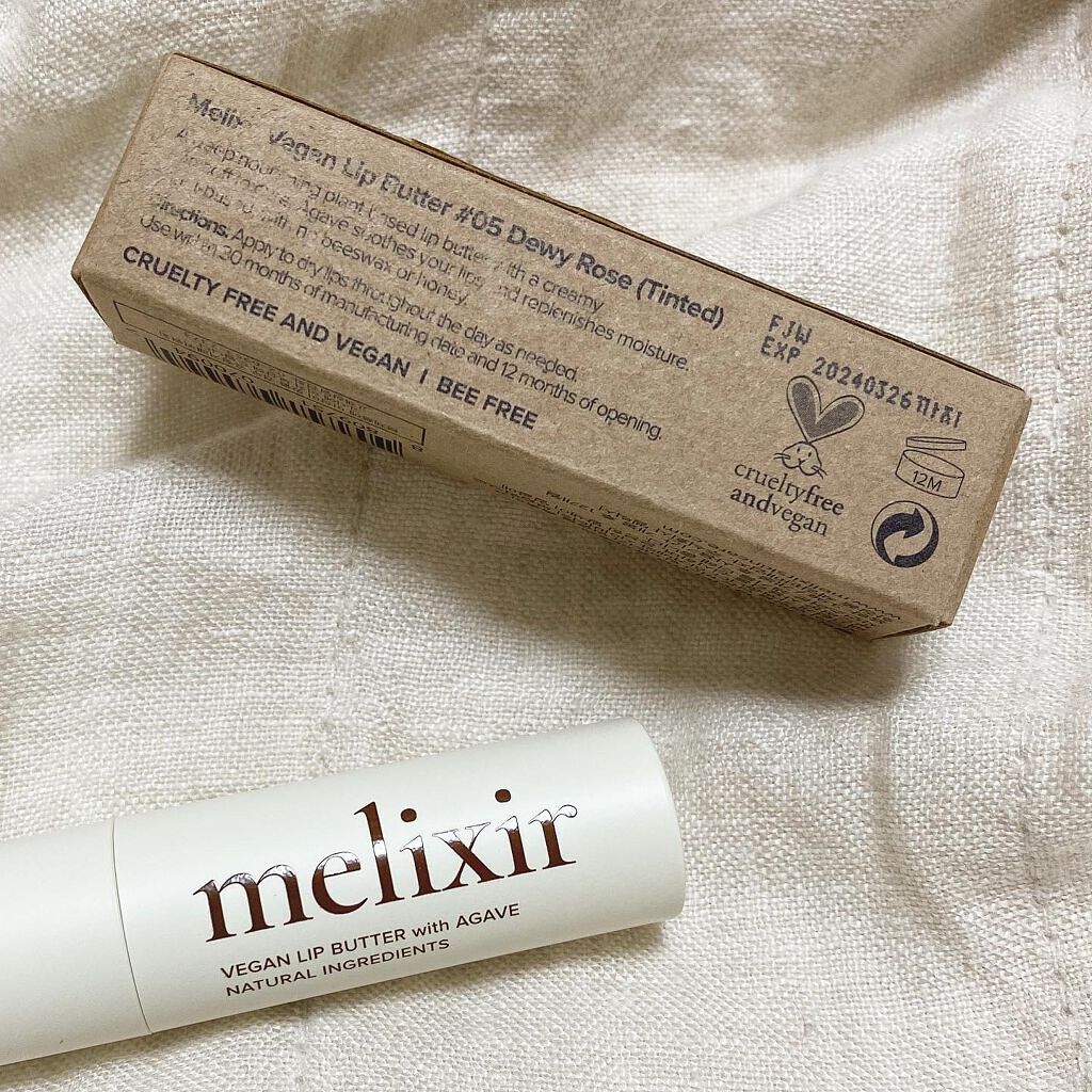 ヴィーガンリップバター 05 Dewy Rose/melixir/リップバームを使ったクチコミ（2枚目）