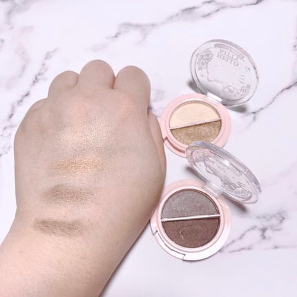 パウダーアイシャドウ ブルーミングキティ/DAISO/アイシャドウパレットを使ったクチコミ(4枚目)