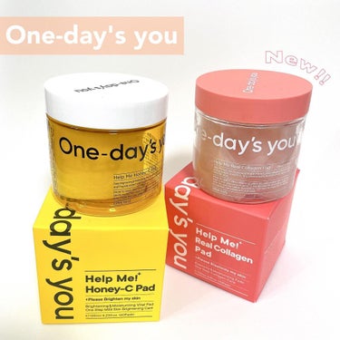 One-day's you の新作パッドが登場！🌸

早速試したので
新作コラーゲンパッドと私のお気に入りハニーパッド、併せて紹介します🌸🍯

🌸 Help Me!Real Collagen Pad（ヘ