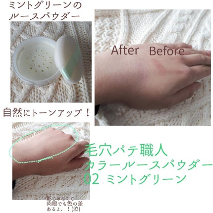 カラールースパウダー 02(ミントグリーン)/毛穴パテ職人/ルースパウダーを使ったクチコミ(2枚目)