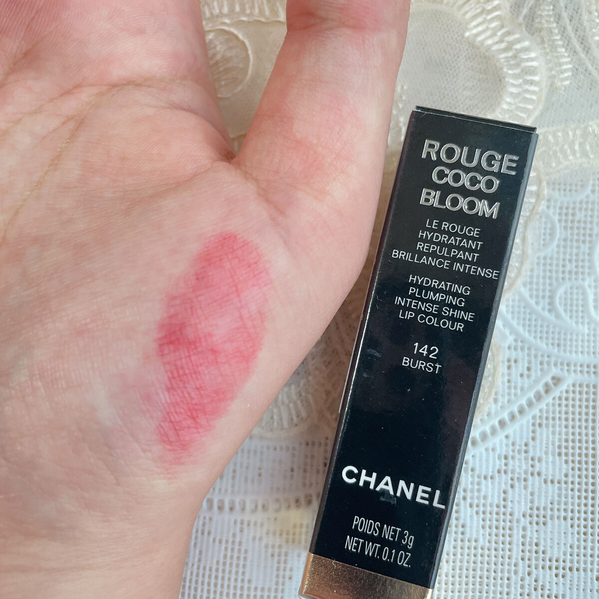 ルージュ ココ ブルーム  142 バースト/CHANEL/口紅を使ったクチコミ（3枚目）
