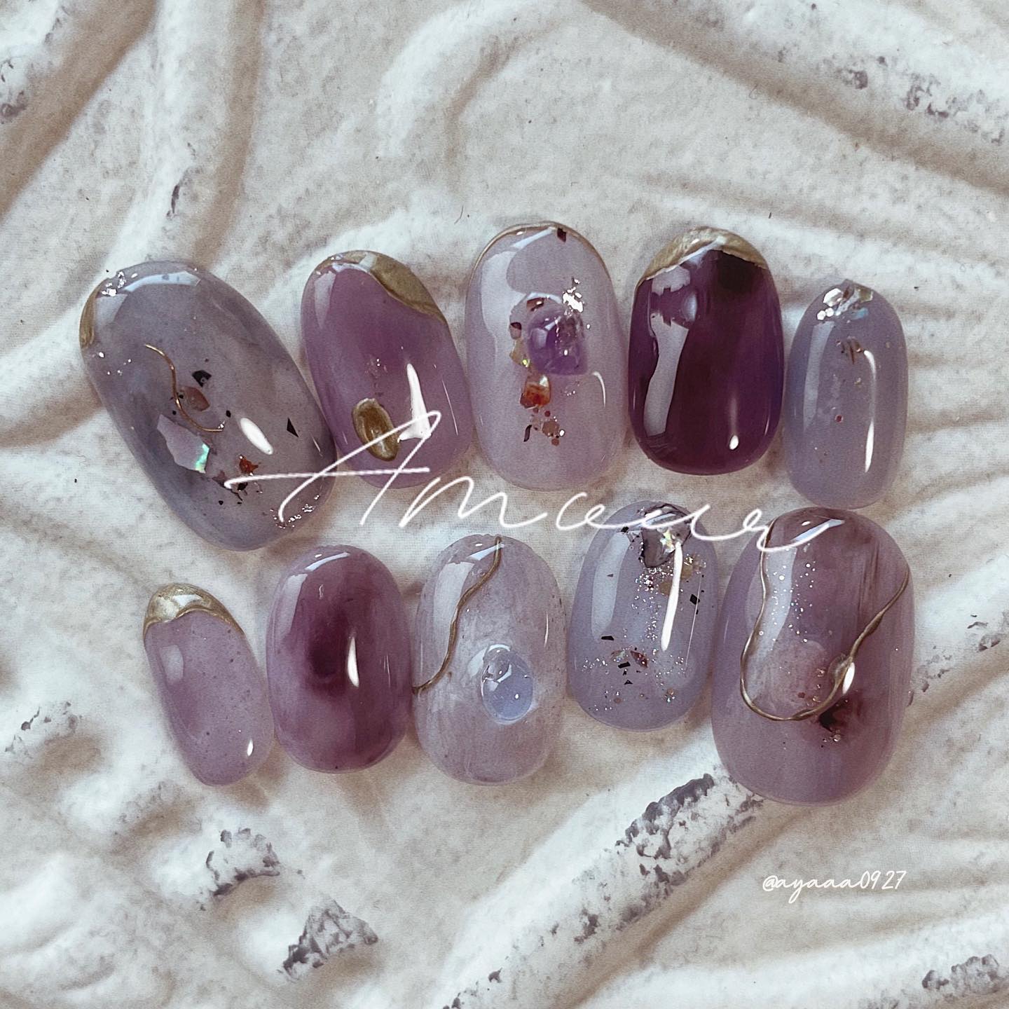 #パープルネイル,#うるうるネイルのネイルデザイン