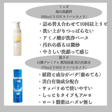 肌ラボ 白潤プレミアム薬用浸透美白化粧水のクチコミ「🫶🏻コスパ重視スキンケア6選🫶🏻
.
.
.
全部千円以下で買えます‼️

thank you.....」（3枚目）