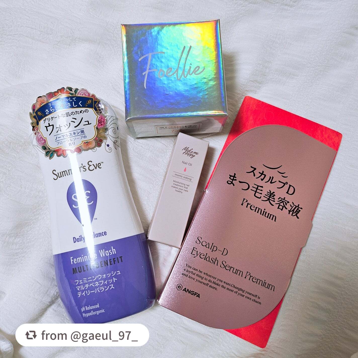 【gaeul_97_さんから引用】

“LIPSショッピング購入品🛒

📍アンファースカルプD
スカルプD アイラッシュセラム プレミアム

📍キャンメイクメイクミーハッピー 
ネイルオイル momo oolong

📍Summer