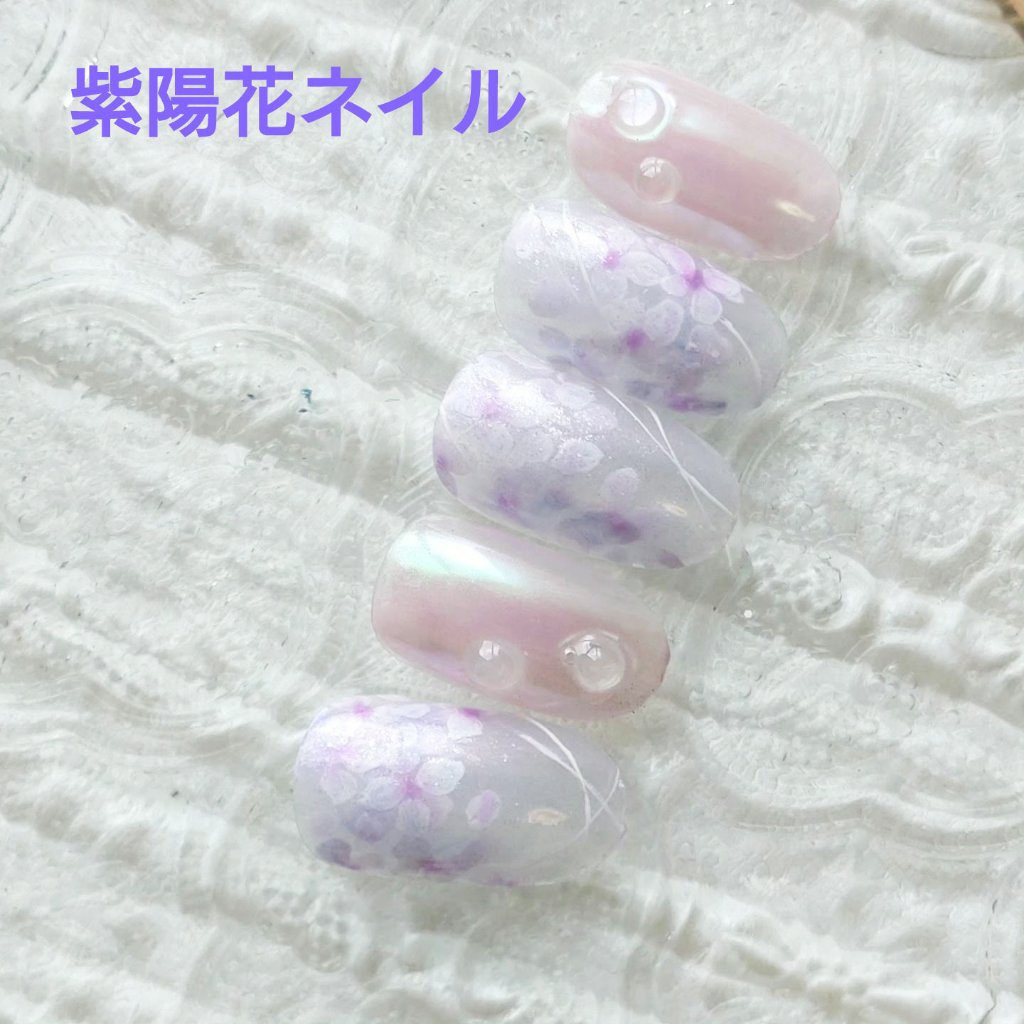#ジェルネイル,#あじさいネイルのネイルデザイン