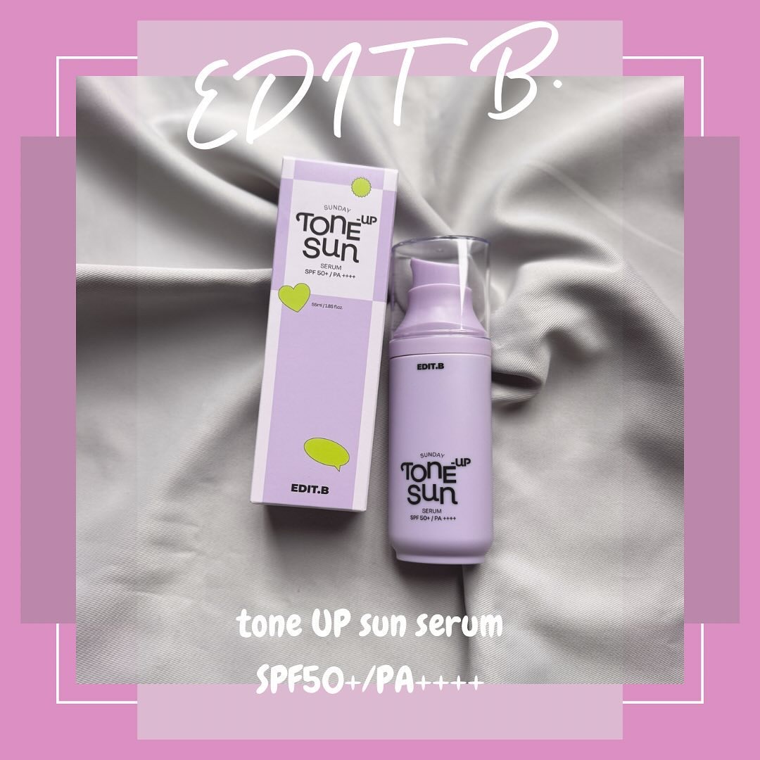 🩷EDIT B.
🩷Sunday tone up sun serum
🩷SPF50+ / PA++++
.
ほんのり紫の粒々を伸ばすとナチュラルなトーンアップと日焼け対策が出来ちゃう🤭
.
香りが結構気になったから敏感さんは注意が必