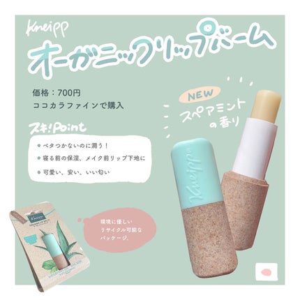 オーガニック リップバーム スペアミントの香り/クナイプ/リップケアを使ったクチコミ(3枚目)