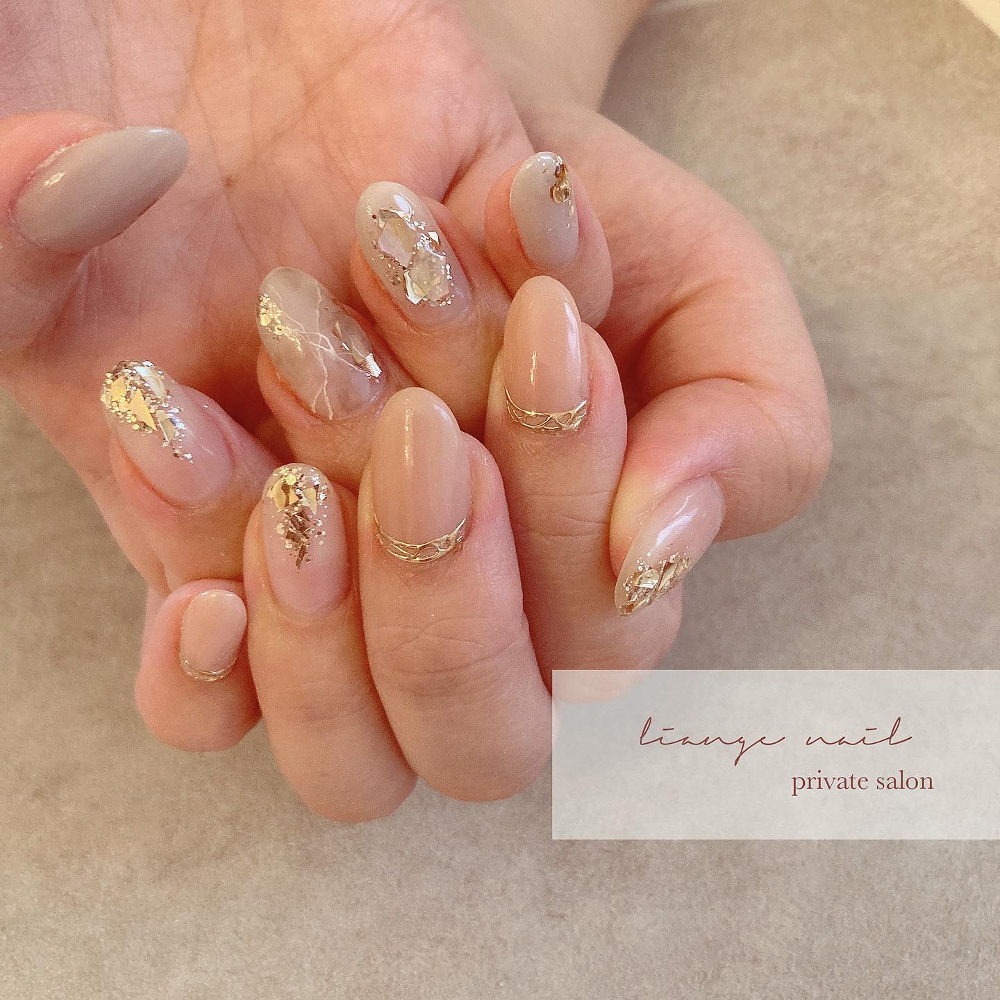 #リアンジェネイル,#柏ネイル,#ネイル,#ニュアンスネイル,#大人ニュアンスネイル,#夏ネイル,#シェルネイル,#ミラーネイル,#アシメネイルのネイルデザイン