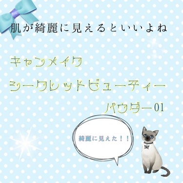 こんにちわ
こんばんは
おはようございます
翡翠です§・－・§
よろしゅうしてください！


今回はキャンメイクのシークレットビューティーパウダーです。
02番では”合わないかな”ということで01番にし