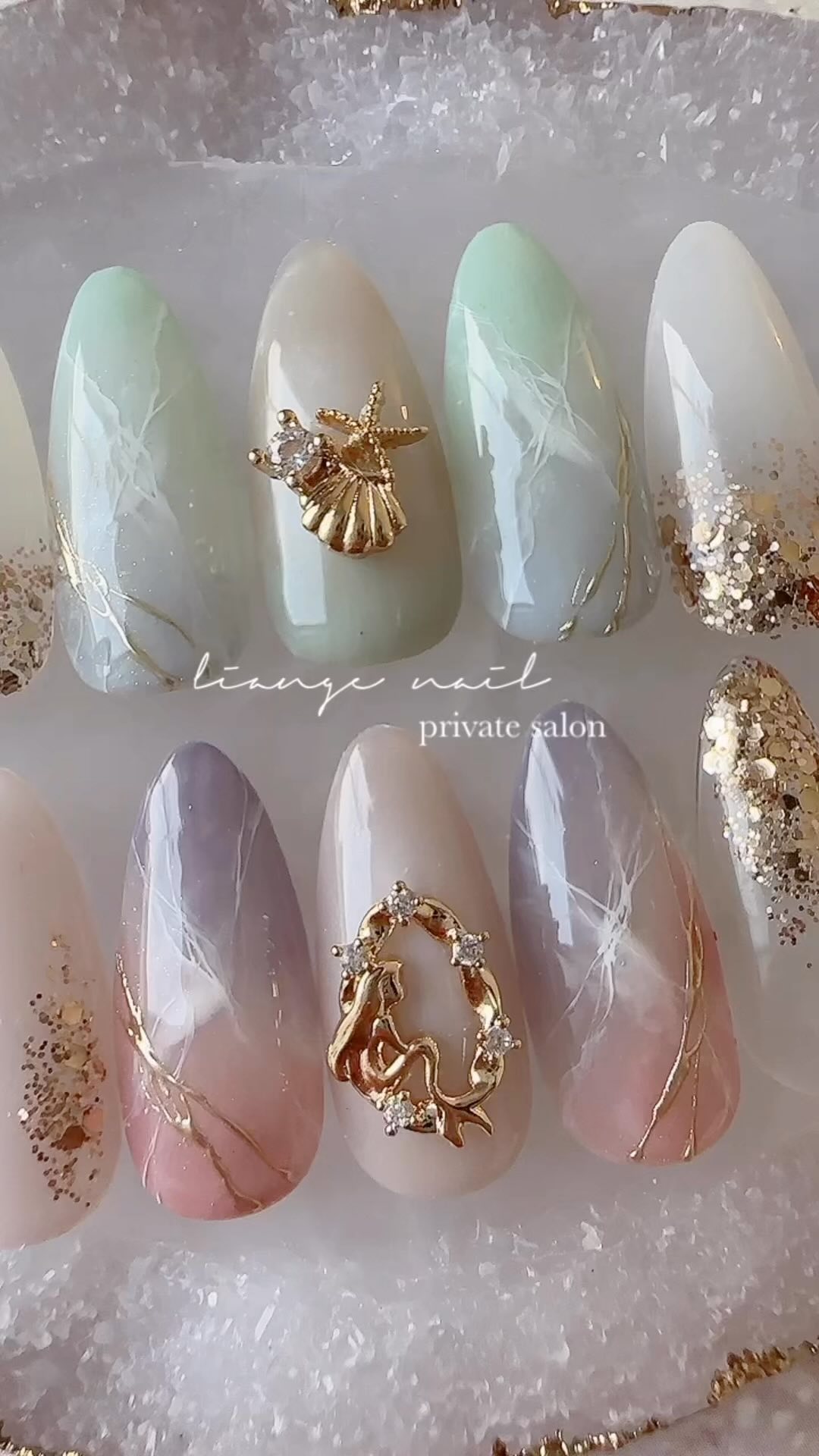 #ネイル,#大人ニュアンスネイル,#ニュアンスネイル,#ジェルネイル,#夏ネイル,#マーメイドネイル,#天然石ネイルのネイルデザイン