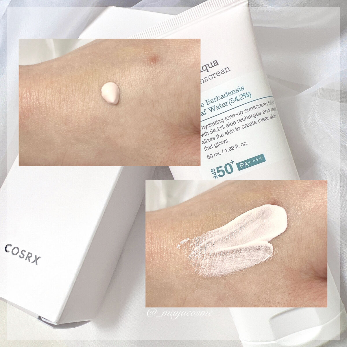 アロエ54.2アクアトーンアップUVクリーム　SPF50+ PA++++/COSRX/日焼け止めクリームを使ったクチコミ（2枚目）